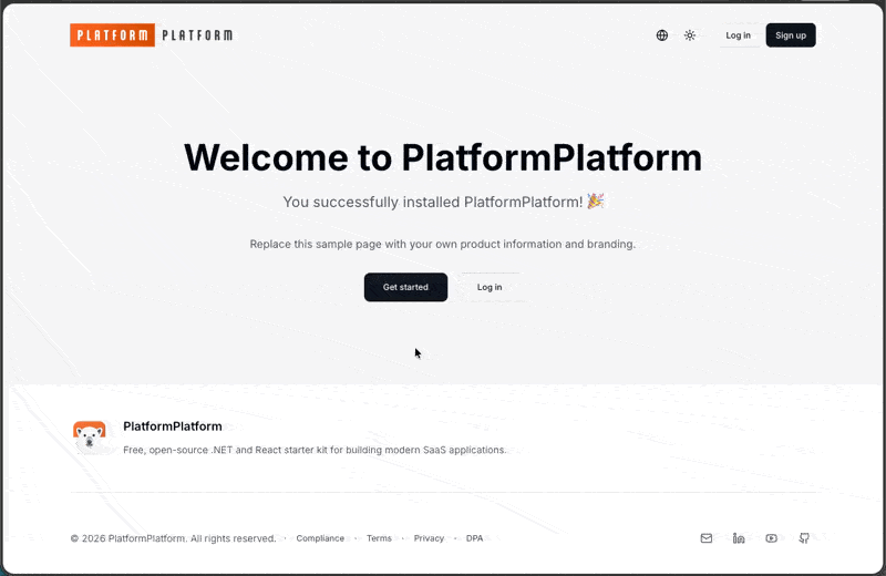 PlatformPlatform Demo PlatformPlatform Demo